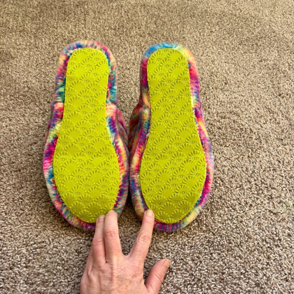 UGG Fluff Yeah Pixelate Slide Slipper Tie Dye Rainbow Slingback Womens Size 5 US - Picture 6 of 6